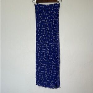 Banana Republic Blue Key Print Scarf 100% Viscose One Size
